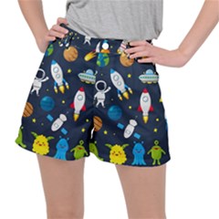 Big Set Cute Astronauts Space Planets Stars Aliens Rockets Ufo Constellations Satellite Moon Rover V Ripstop Shorts by Nexatart