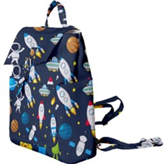 Big Set Cute Astronauts Space Planets Stars Aliens Rockets Ufo Constellations Satellite Moon Rover V Buckle Everyday Backpack by Nexatart