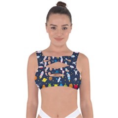 Big Set Cute Astronauts Space Planets Stars Aliens Rockets Ufo Constellations Satellite Moon Rover V Bandaged Up Bikini Top by Nexatart