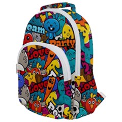 Graffiti Characters Seamless Pattern Rounded Multi Pocket Backpack by Nexatart