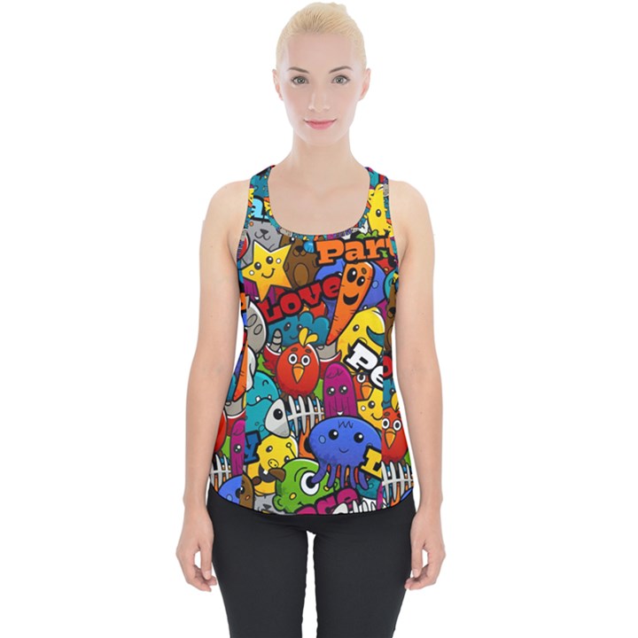 Graffiti Characters Seamless Pattern Piece Up Tank Top