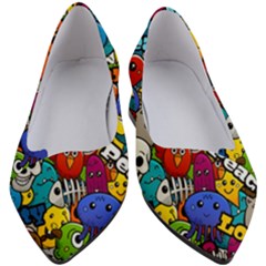 Graffiti Characters Seamless Pattern Women s Block Heels 