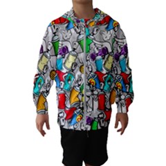 Graffiti Characters Seamless Pattern Kids  Hooded Windbreaker by Nexatart