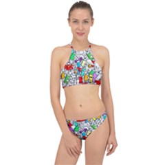 Graffiti Characters Seamless Pattern Racer Front Bikini Set by Nexatart