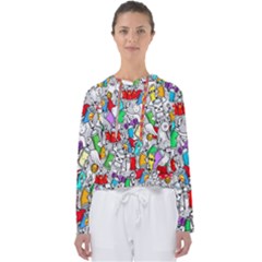 Graffiti Characters Seamless Pattern Women s Slouchy Sweat