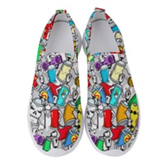 Graffiti Characters Seamless Pattern Women s Slip On Sneakers by Nexatart