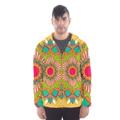 Mandala Patterns Yellow Men s Hooded Windbreaker by Nexatart