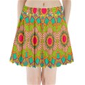 Mandala Patterns Yellow Pleated Mini Skirt View1