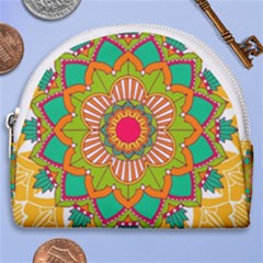 Mandala Patterns Yellow Horseshoe Style Canvas Pouch by Nexatart