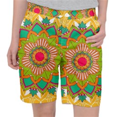 Mandala Patterns Yellow Pocket Shorts by Nexatart