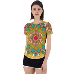 Mandala Patterns Yellow Back Cut Out Sport Tee