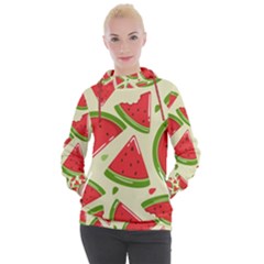 Cute Watermelon Seamless Pattern Women s Hooded Pullover