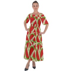 Cute Watermelon Seamless Pattern Shoulder Straps Boho Maxi Dress  by Nexatart