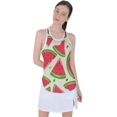 Cute Watermelon Seamless Pattern Racer Back Mesh Tank Top