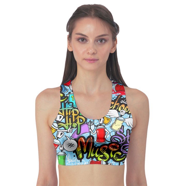 Graffiti Characters Seamless Patternm Sports Bra