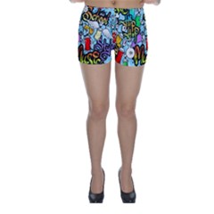 Graffiti Characters Seamless Patternm Skinny Shorts by Nexatart