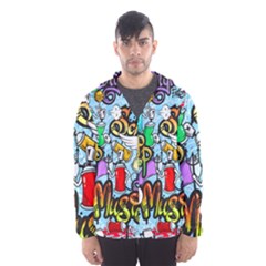 Graffiti Characters Seamless Patternm Men s Hooded Windbreaker by Nexatart