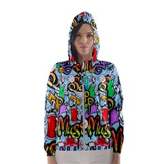 Graffiti Characters Seamless Patternm Women s Hooded Windbreaker by Nexatart