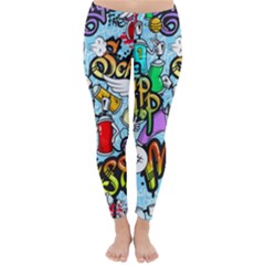 Graffiti Characters Seamless Patternm Classic Winter Leggings by Nexatart