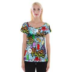 Graffiti Characters Seamless Patternm Cap Sleeve Top by Nexatart