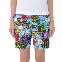 Graffiti Characters Seamless Patternm Women s Basketball Shorts by Nexatart