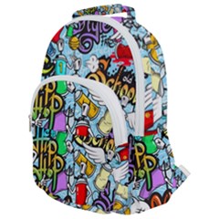 Graffiti Characters Seamless Patternm Rounded Multi Pocket Backpack by Nexatart