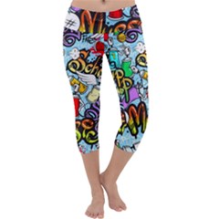 Graffiti Characters Seamless Patternm Capri Yoga Leggings by Nexatart