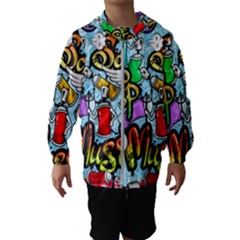 Graffiti Characters Seamless Patternm Kids  Hooded Windbreaker by Nexatart