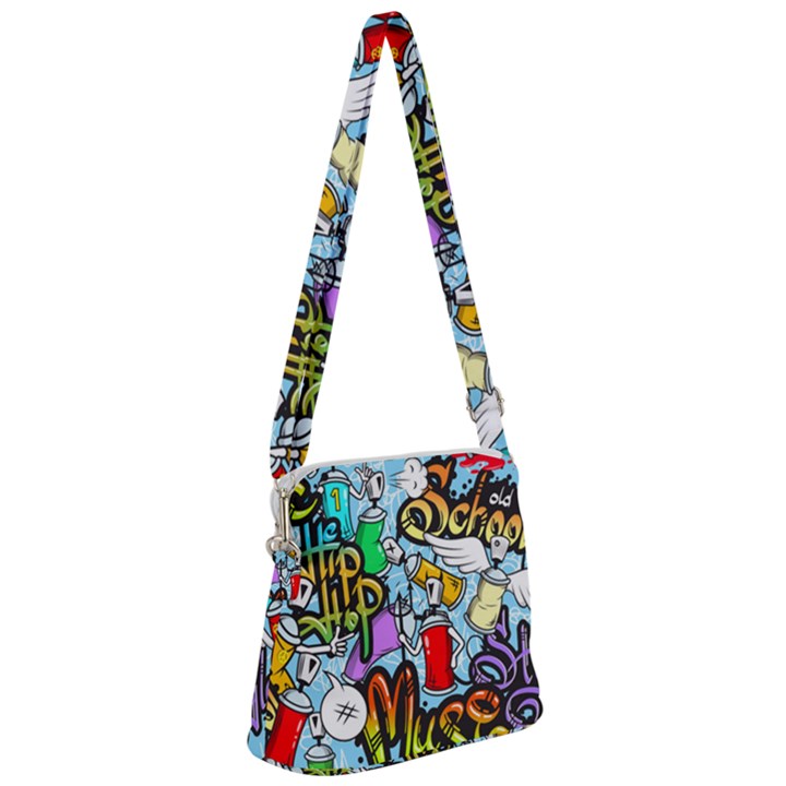 Graffiti Characters Seamless Patternm Zipper Messenger Bag