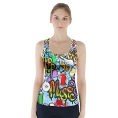 Graffiti Characters Seamless Patternm Racer Back Sports Top by Nexatart