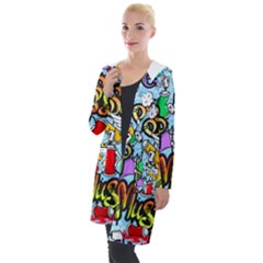 Graffiti Characters Seamless Patternm Hooded Pocket Cardigan by Nexatart