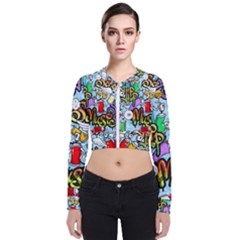 Graffiti Characters Seamless Patternm Long Sleeve Zip Up Bomber Jacket by Nexatart