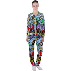 Graffiti Characters Seamless Patternm Casual Jacket And Pants Set by Nexatart