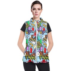 Graffiti Characters Seamless Patternm Women s Puffer Vest by Nexatart