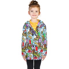 Graffiti Characters Seamless Patternm Kids  Double Breasted Button Coat by Nexatart