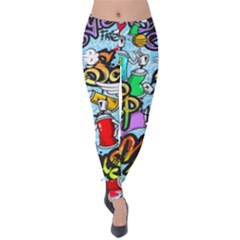 Graffiti Characters Seamless Patternm Velvet Leggings by Nexatart