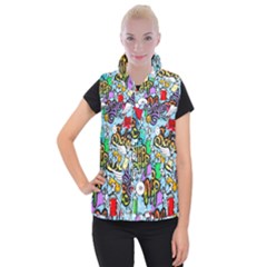 Graffiti Characters Seamless Patternm Women s Button Up Vest by Nexatart