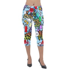 Graffiti Characters Seamless Patternm Lightweight Velour Capri Leggings  by Nexatart