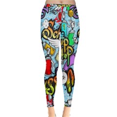 Graffiti Characters Seamless Patternm Inside Out Leggings by Nexatart