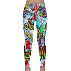 Graffiti Characters Seamless Patternm Lightweight Velour Classic Yoga Leggings by Nexatart