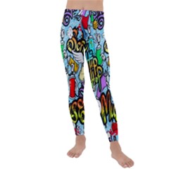 Graffiti Characters Seamless Patternm Kids  Lightweight Velour Leggings by Nexatart