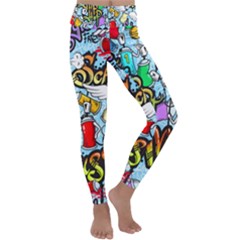 Graffiti Characters Seamless Patternm Kids  Lightweight Velour Classic Yoga Leggings by Nexatart