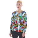 Graffiti Characters Seamless Patternm Velour Zip Up Jacket View1