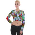 Graffiti Characters Seamless Patternm Long Sleeve Cropped Velvet Jacket View1