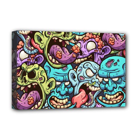 Zombie Heads Pattern Deluxe Canvas 18  X 12  (stretched) by Nexatart