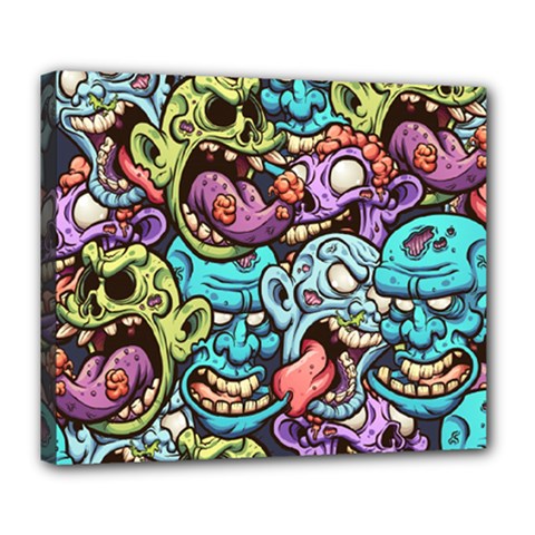 Zombie Heads Pattern Deluxe Canvas 24  X 20  (stretched) by Nexatart