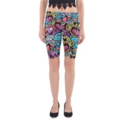 Zombie Heads Pattern Yoga Cropped Leggings by Nexatart