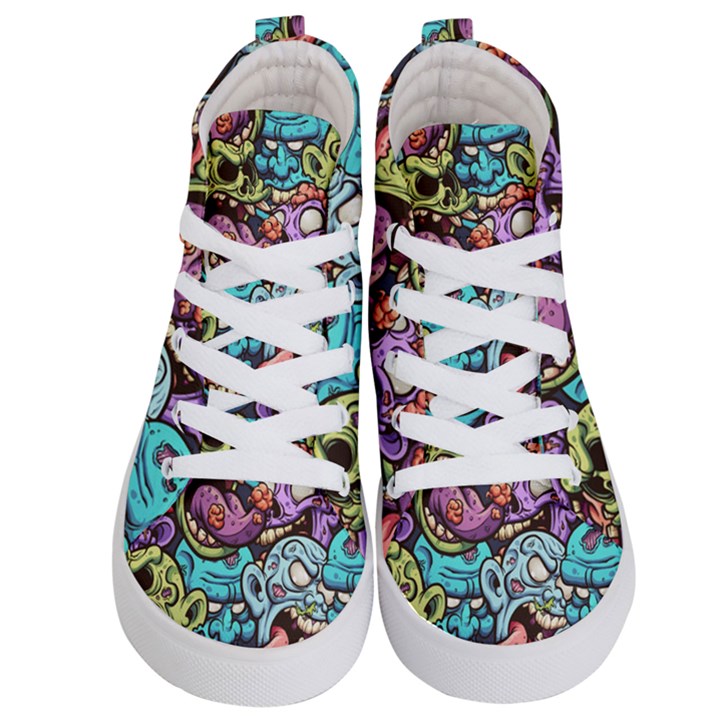 Zombie Heads Pattern Kids  Hi-Top Skate Sneakers