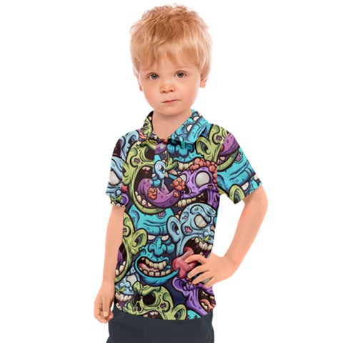 Zombie Heads Pattern Kids  Polo Tee by Nexatart