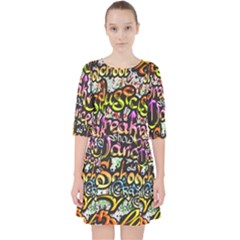 Graffiti Word Seamless Pattern Pocket Dress by Nexatart